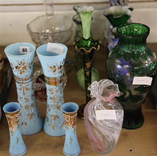 Cameo glass vase and other glass vases